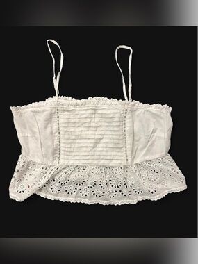 American Eagle Outfitters White Eyelet Lace Cropped Cami